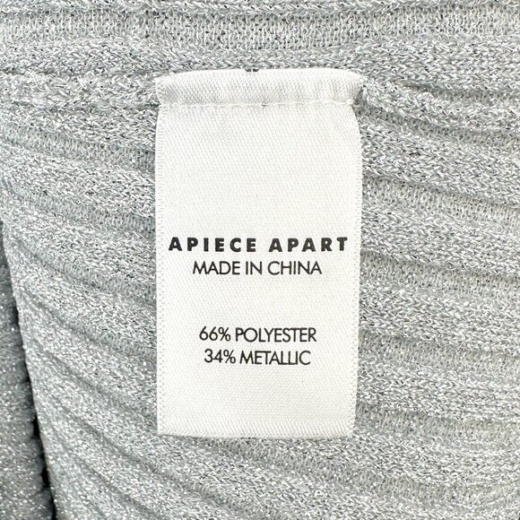 Apiece Apart Metallic Silver Long Sleeve Lightweight Rib Knit Duster Cardigan - Picture 5 of 6